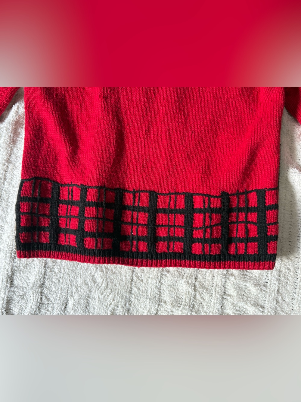 Talbots Blue Red Christmas Sweater Reindeer Snowflake Patchwork Size Medium - Picture 10 of 14